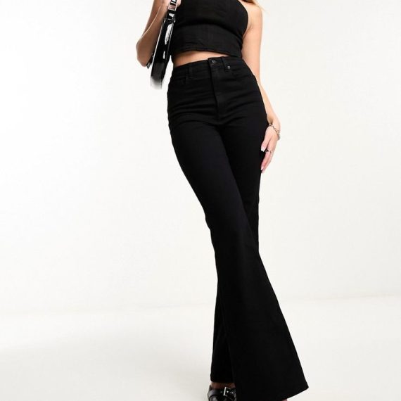 Pure Black Flare Jeans