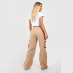 Beige High-Waisted Cargo Sweat-pant