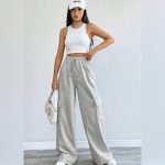 Grey High-Waisted Cargo Sweat-pant