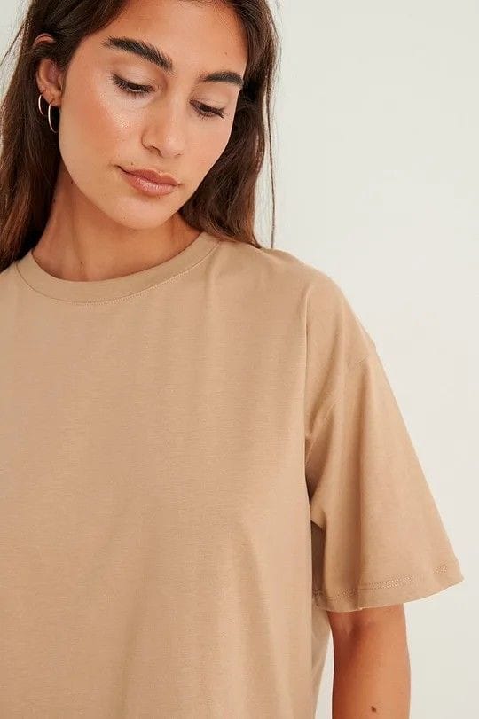 Beige Plain Over Sized Tee