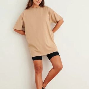 Beige Plain Over Sized Tee