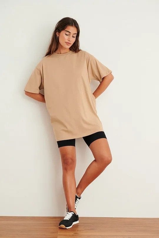 Beige Plain Over Sized Tee