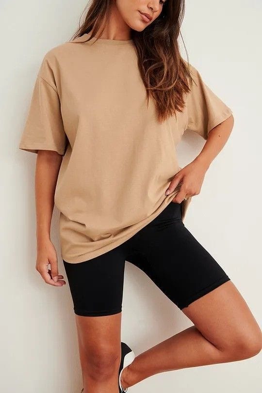 Beige Plain Over Sized Tee