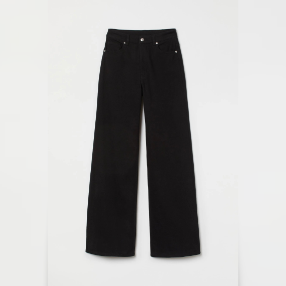 Jet Black High Waisted Wide Leg Jeans