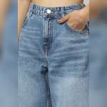 Mid Blue High Waisted Wide Leg Jeans