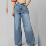 Mid Blue High Waisted Wide Leg Jeans