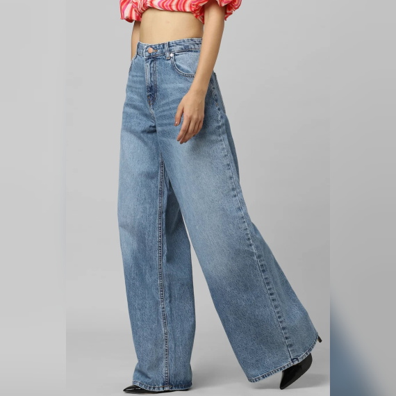 Mid Blue High Waisted Wide Leg Jeans