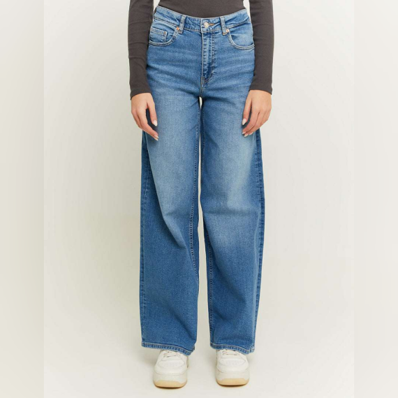 Blue High Waisted Wide Leg Jeans