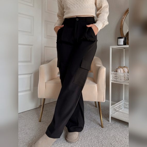 Pure Black Cargo Wide Leg